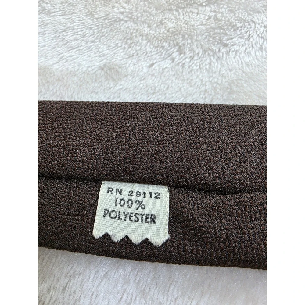 Vintage 70s Mens Dark Brown Textured Knit Polyester Necktie Solid Retro RN 29112